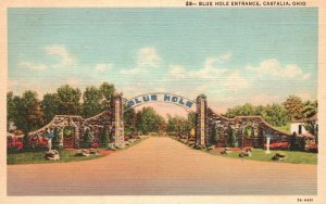 Vintage Postcard Blue Hole Entrance Extraordinary Spring Castalia Ohio E. B. Pub