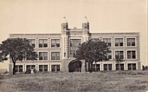 ORNATE BRICK  BUILDING-2 TOWER COLUMNS REAL PHOTO POSTCARD 1910s