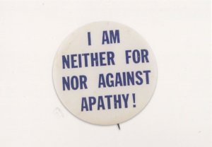 Apathy Mental Health Mart Stahl USA Comedian Badge Button Postcard