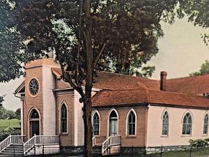 Postcard Hand Tinted 1910 View of Lutheran Church ub Ellenville, NY.    W1