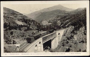 spain, PUIGCERDA, Ferrocarril, Planolas Railway Bridge, Train (1930s) RPPC