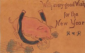 With Every Good Wish, New Year Made of Leather Pig 1905 