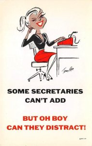 Risque Comic Tony Roy Some Secretaries Can't Add 1950s Vintage Postcard