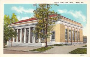 Athens Alabama~United States Post Office~Trees in Front~Greek-Style Columns~'40s