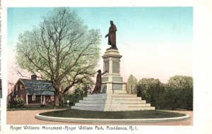 Providence Rhode Island, Rogers William Monument & William Park Vintage Postcard