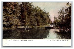 Canoes on Lost Channel Thousand Islands Ontario Canada UNP DB Postcard T6