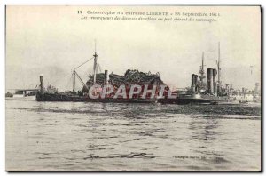 Postcard Old Boat breastplate Disaster Liberte Tugs