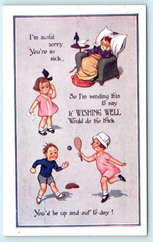 Bamforth KID COMICS ~ GET WELL CARD Children ca 1920s  Postcard