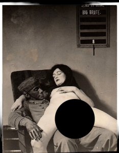 RPPC Postcard Explicit Risque Nude White Female Laying on Top African Man