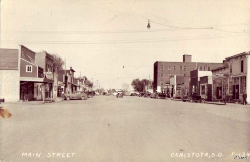 REAL PHOTO F-134 MAIN STREET CANISTOTA, SD RP