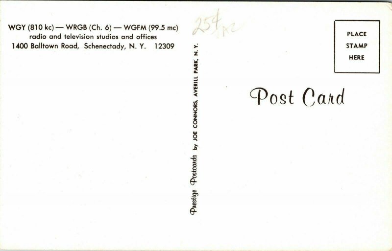 Radio Television TV Studios Offices Schenectady NY New York VTG Postcard UNP 