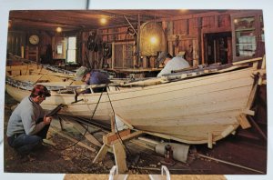 Building Boats Mystic Connecticut Vintage Postcard