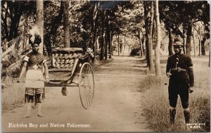 Natal South Africa Native Policeman & Rickshaw Boy B.857 Real Photo Postcard E86