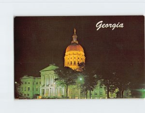 Postcard Georgia Capitol At Night, Atlanta, Georgia