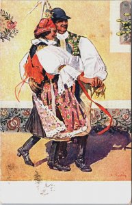 Czech Republic A. Frolka Man and Woman in Folk Costumes Vintage Postcard C203