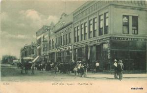 1910 CHARITON, IOWA West Side Square Undivided postcard 12120