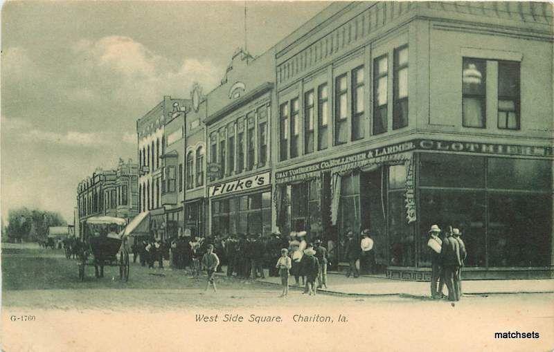 1910 CHARITON, IOWA West Side Square Undivided postcard 12120