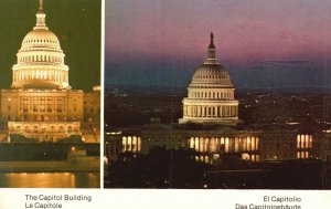 Postcard Famous Capitol Building At Night Above Potomac River Washington DC