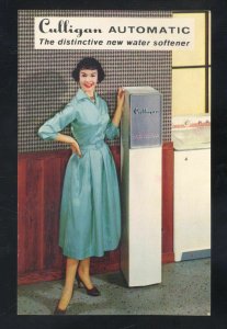 CULLIGAN AUTOMATIC WATER SOFTENER PRETTY WOMAN VINTAGE ADVERTISING POSTCARD