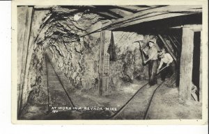 POSTCARD AT WORK IN A NEVADA MINE  RPPC