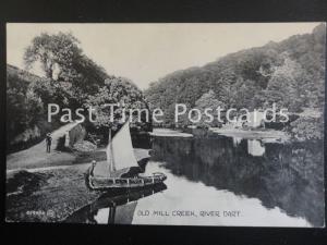 c1909 - Old Mill Creek, River Dart - showing small sailing boat on the bank