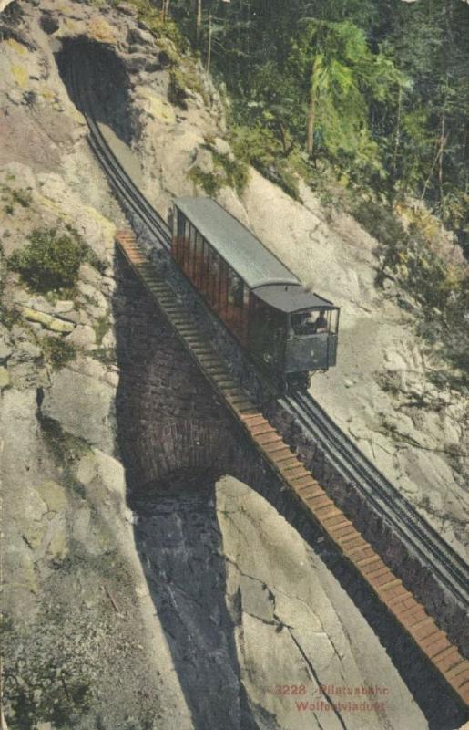 switzerland, Pilatusbahn Mountain Rack Railway, Wolfortviadukt (1921)