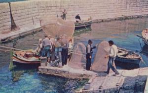 Maltese Fishermen at St Pauls Bay Boats Malta Fishing Postcard