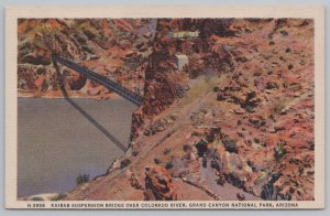 Grand Canyon National Park Arizona~Kaibab Suspension Bridge~Linen Postcard