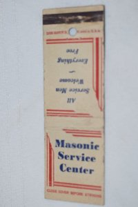 Masonic Service Center 20 Strike Matchbook Cover