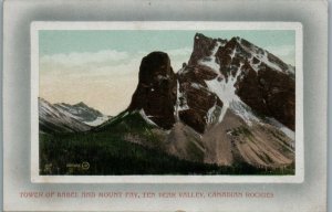 1910s Tower of Babel Mount Fay Ten Peak Valley Canadian Rockies Valent. Postcard
