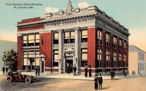 St Charles Missouri First National Bank Street Scene Vintage Postcard AA79879