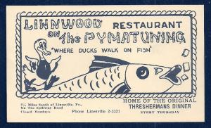Linnwood Restaurant Pymatuning PA unused c1940's