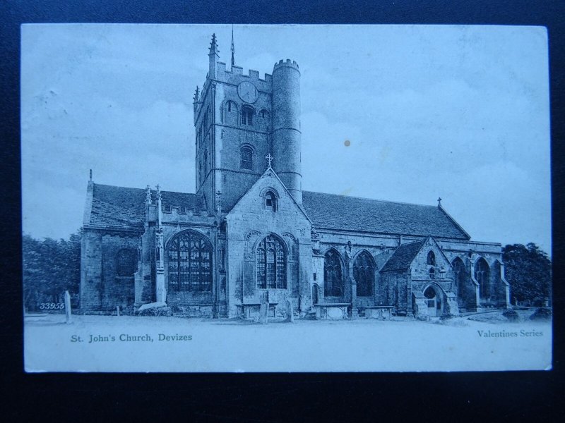 Wiltshire DEVIZES St. John's Church c1902 UB Postcard by Valentine 33955