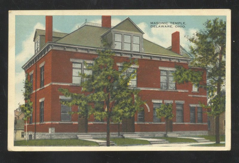 DELAWARE OHIO MASONIC TEMPLE LODGE VINTAGE POSTCARD