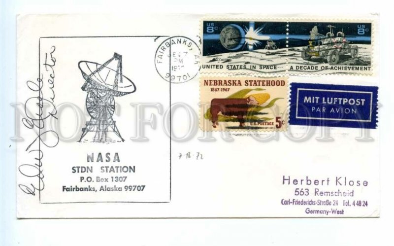 494880 USA 1972 NASA STDN station Faibanks Alaska cancellation SPACE autograph