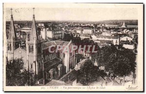 Postcard Old Vichy Panoramic View On & # 39Eglise St. Louis