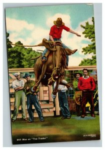 Vintage 1930's Postcard Milt Moe on Tea Trader Rodeo