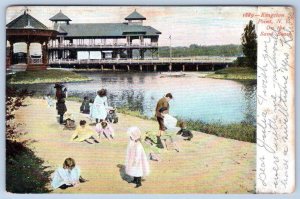1906 KINGSTON POINT NEW YORK*NY*ON THE SAND BEACH*ANTIQUE POSTCARD*PAVILION