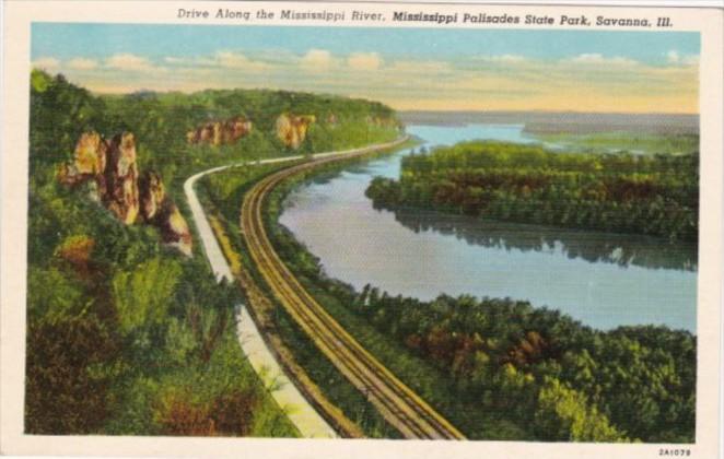 Illinois Savanna Drive Along The Mississippi River Mississippi Palisades Stat...
