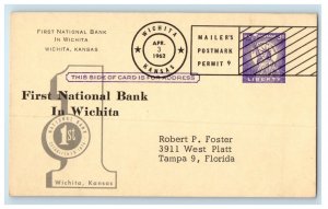 1962 First National Bank Wichita Kansas KS KPS Philatelic Festival Postcard