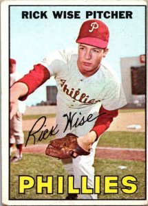 1967 Topps Baseball Card Rick Wise Philadelphia Phillies sk2209