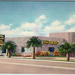 c1950s Phoenix, AZ Golden Drumstick Fried Chicken Linen Postcard Restaurant A89