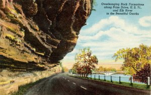 MO - Ozarks. Prize Drive (US Hwy 71) & Elk River, Overhanging Rocks