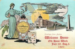 Expositions Fairs United States Boston Seal Old Home Week 1907 Bostonia allegory 