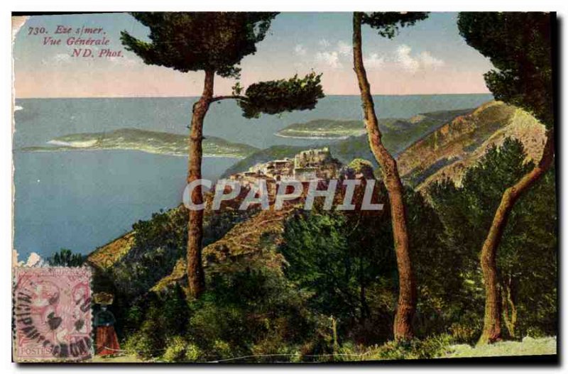 Old Postcard Eze s Sea Vue Generale