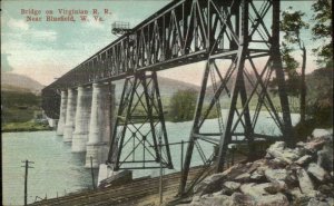 Bridge on Virginian RR Near Bluefield WV c1910 Postcard