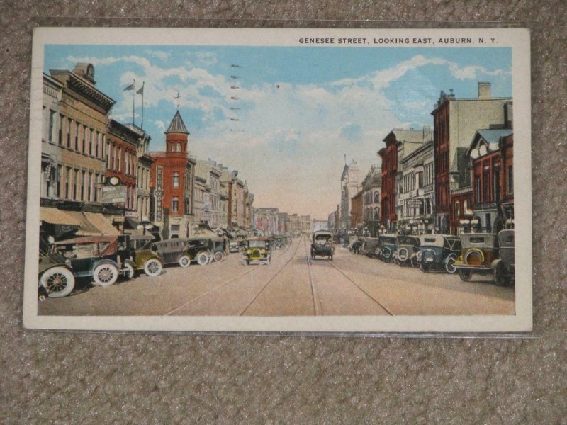 Genesee St., Looking East, Auburn, N.Y., used vintage card