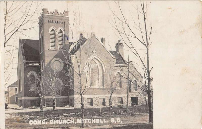 Mitchell South Dakota Congregational Church Real Photo Antique Postcard K28829