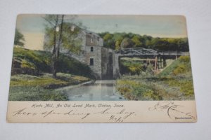 Harts Mill An Old Land Mark Clinton Iowa Hand colored Postcard C. D. Hurd Publ.