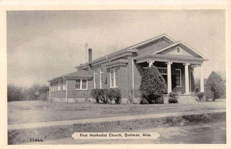 Quitman Mississippi First Methodist Church Exterior Antique Postcard K10847